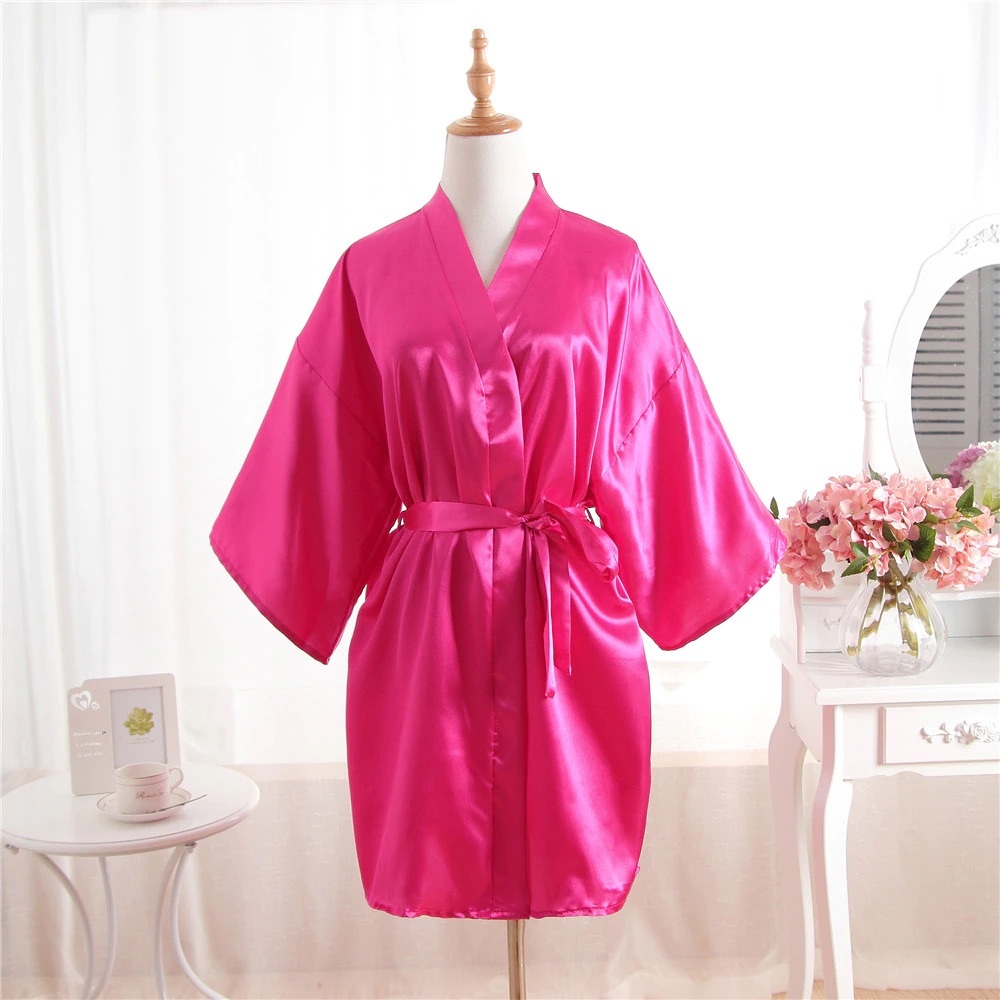 Hot Pink Satin Silk Robe - Bridesmaids - Bachelorette Party - Girls Night NWT